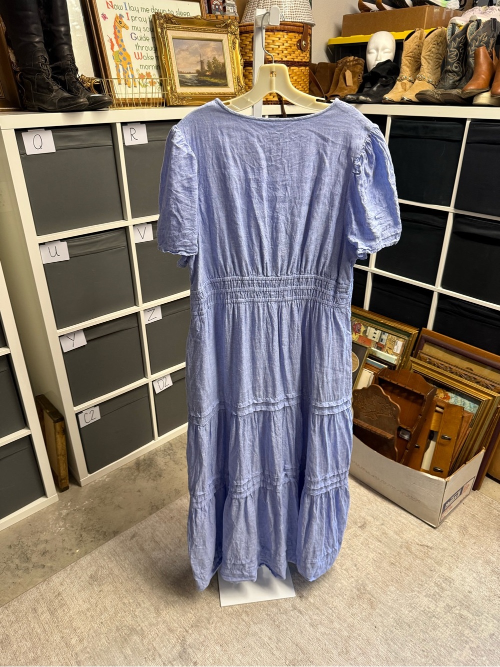 Quince Linen Light Blue Tiered Cotton Maxi Dress - Picture 6 of 7